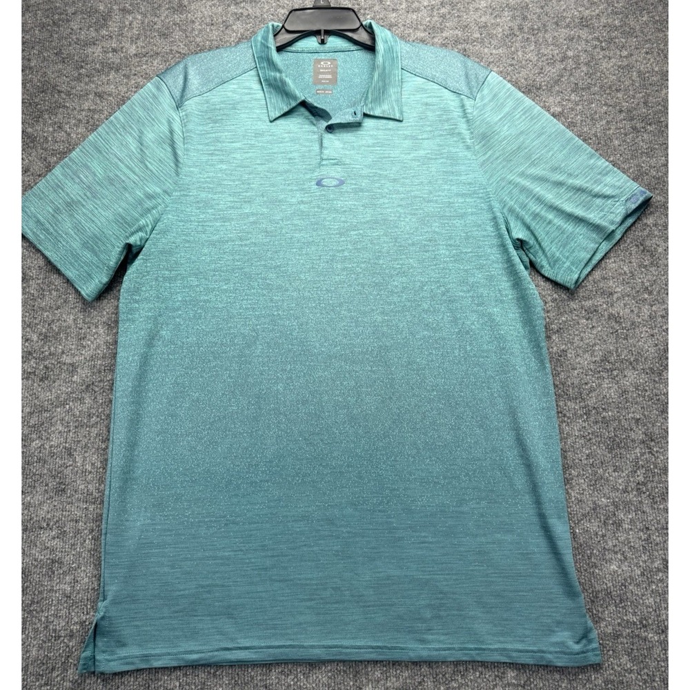 Oakley Polo Shirt Men's Sz XL Green Heather Performance Sport Golf Stretch Logo